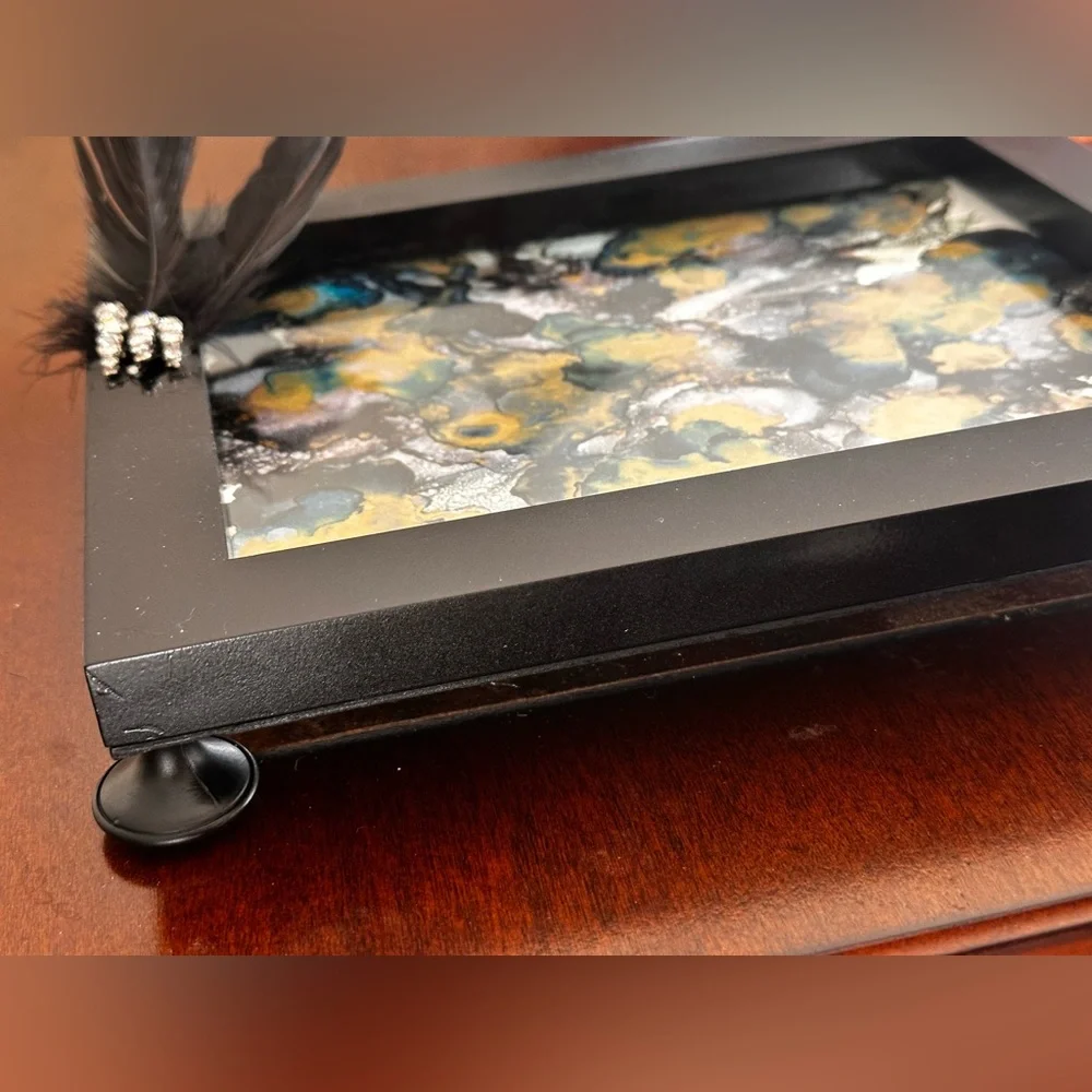 Hand Crafted Black and Gold Decorative vanity accent Tray